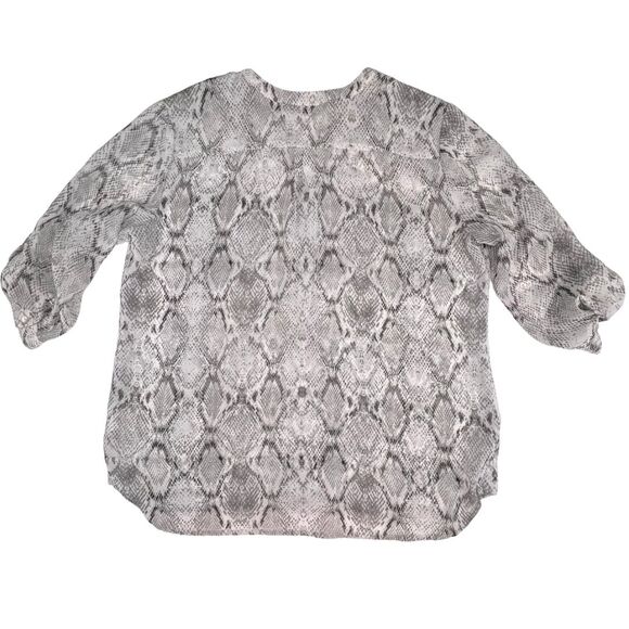 Apt 9 Blouse XL Gray Boho Sheer Python Animal Print Lightweight Elegant Top - Picture 7 of 10